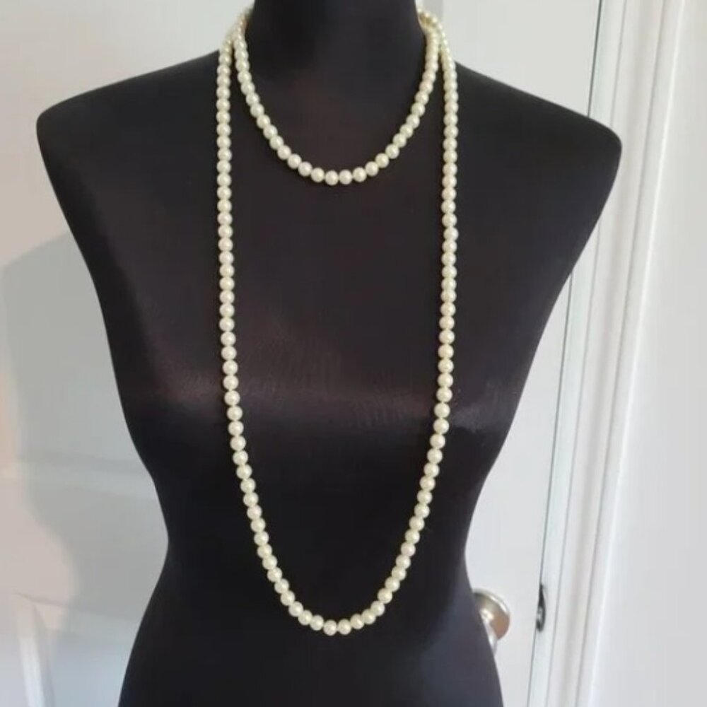 60 INCH 10 MM High End White Tone Costume Pearls